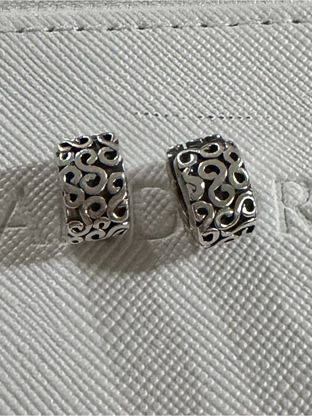 Pandora Sterling Silver Scroll Pattern Hoop Earrings - Silver